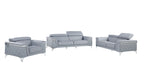 1140 Divanitalia 3-Piece Sofa Set with Adjustable Headrest in Top-grain Italian Leather - Light Blue - SKU 1140-LT-BLUE-3PC - view 2