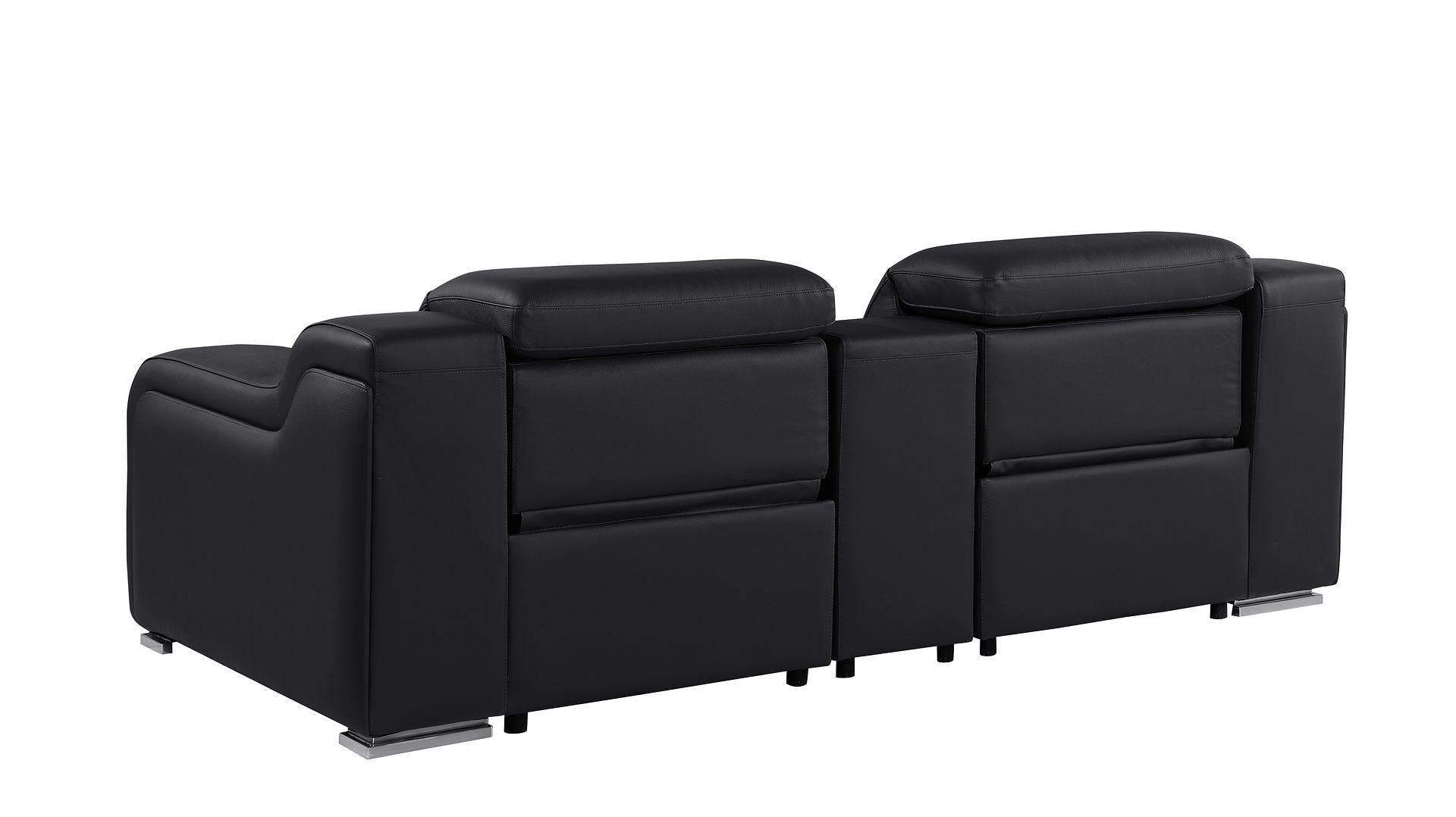1116 Divanitalia 3-Piece Modular Power Reclining Console Loveseat in Top Grain Italian Leather with 2 Power Recliners & Power Headrests