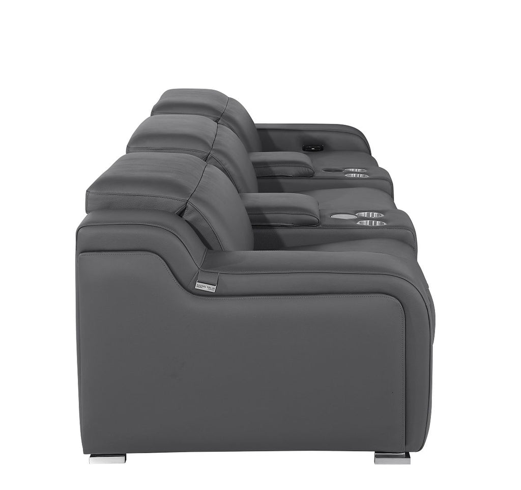 1116 Divanitalia 5-Piece Modular Power Reclining Sofa in Top Grain Italian Leather with 3 Power Recliners & Power Headrests
