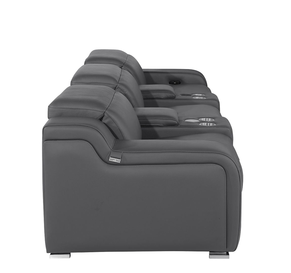 1116 Divanitalia 5-Piece Modular Power Reclining Sofa in Top Grain Italian Leather with 3 Power Recliners & Power Headrests