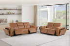 1224 Divanitalia 5-Piece Modular Power Reclining Sofa and Loveseat Set in Top Grain Italian Leather with 4 Power Recliners & Power Headrests - Cognac - SKU 1224-COGNAC-5.4-HT-2PC - view 2