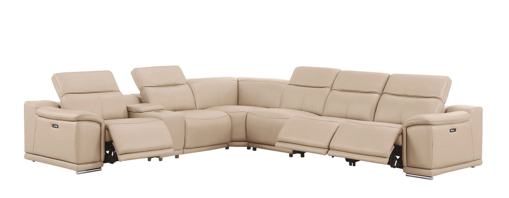 2679 7-Piece L-Shaped Power Reclining Sectional Sofa in Genuine Leather - 3 Recliners