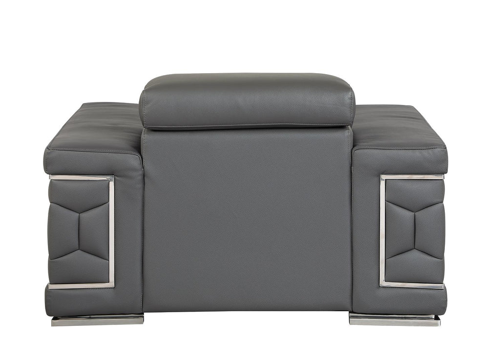 692 Divanitalia Chair with Adjustable Headrest in Top-grain Italian Leather - Dark Grey - SKU 692-CH-DARK GRAY - view 4