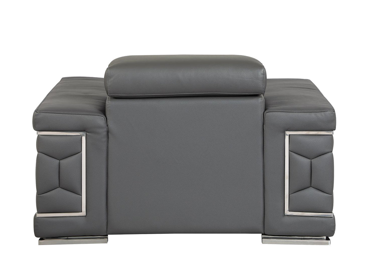 692 Divanitalia Chair with Adjustable Headrest in Top-grain Italian Leather - Dark Grey - SKU 692-CH-DARK GRAY - view 4