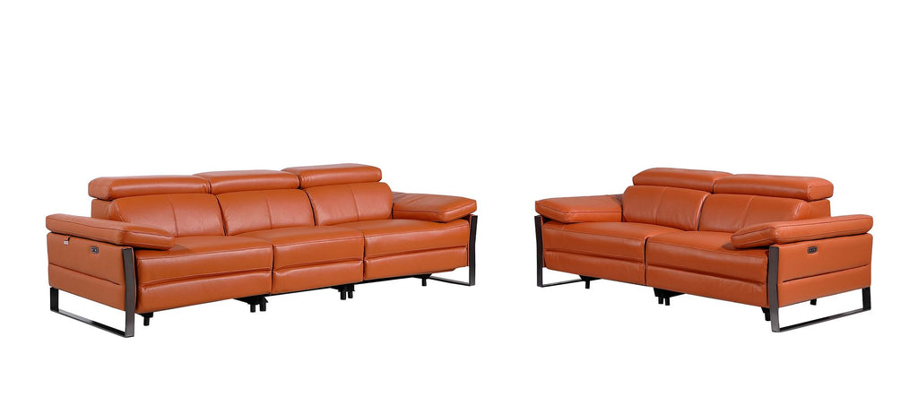 1246 Divanitalia Modular Power Dual Reclining Sofa and Loveseat Set with Power Headrests - Top Grain Italian Leather - Camel - SKU 1246-CAMEL-5.4-HT-2PC - view 3