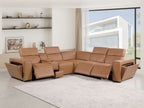 1224 Divanitalia 6-Piece L-Shaped Sectional Sofa in Top Grain Italian Leather with 3 Power Recliners & Power Headrests