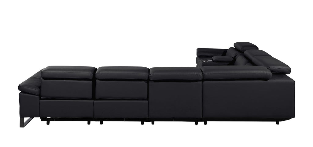 1246 Divanitalia 7-Piece L-Shaped Modular Power Reclining Sectional Sofa with 3 Power Recliners and Power Headrests - Top Grain Italian Leather