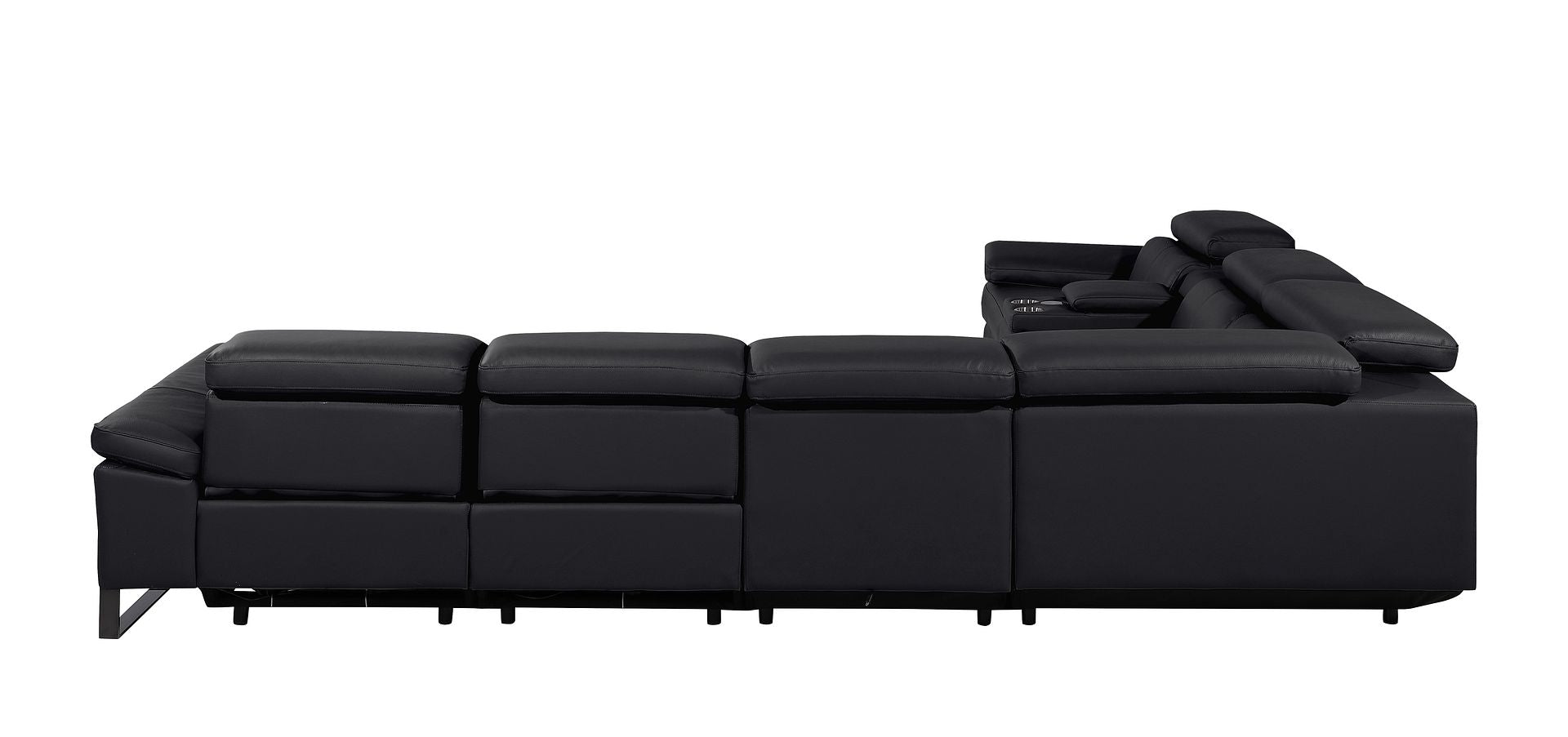 1246 Divanitalia 7-Piece L-Shaped Modular Power Reclining Sectional Sofa with 3 Power Recliners and Power Headrests - Top Grain Italian Leather