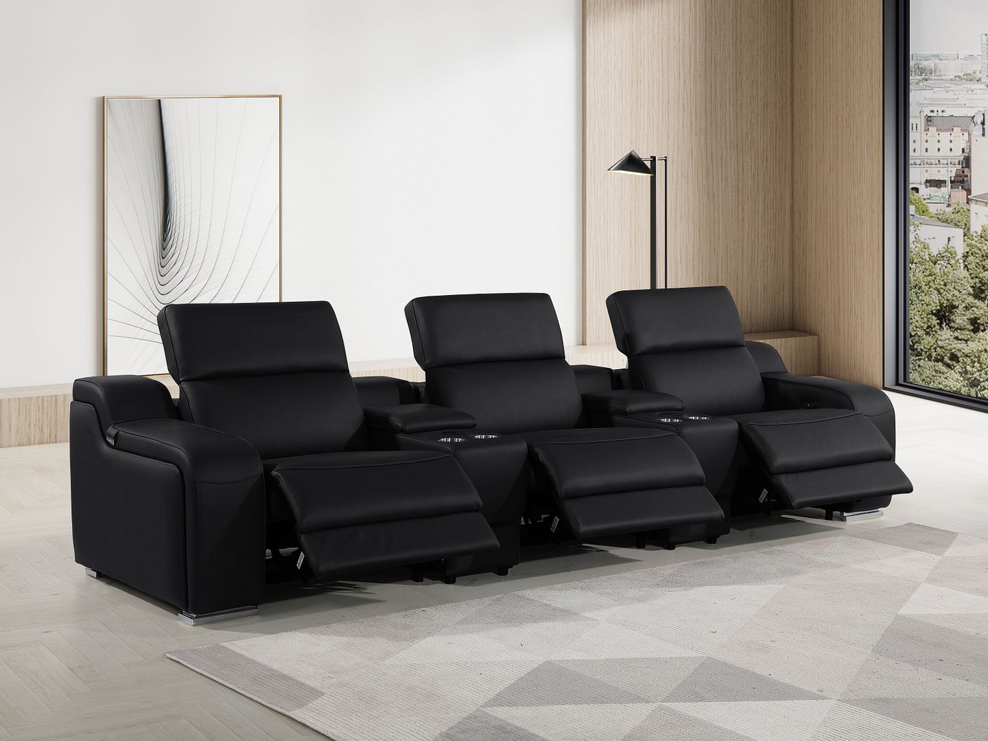 1116 Divanitalia 5-Piece Modular Power Reclining Sofa in Top Grain Italian Leather with 3 Power Recliners & Power Headrests