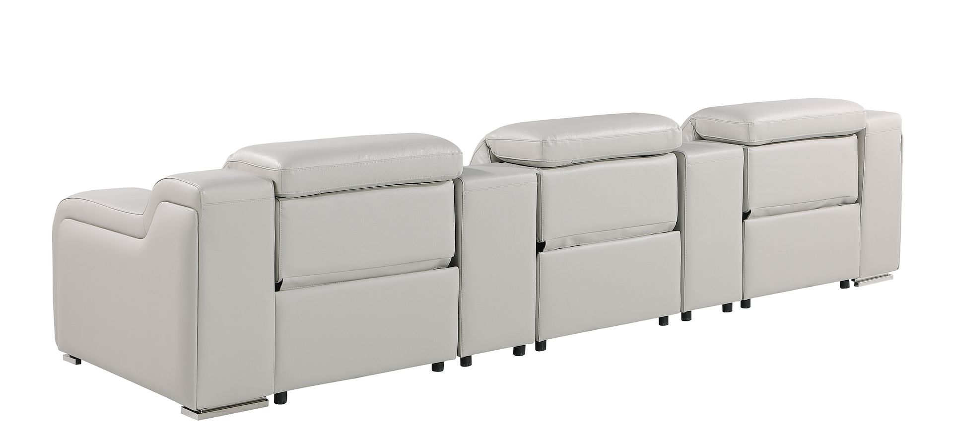 1116 Divanitalia 5-Piece Modular Power Reclining Sofa in Top Grain Italian Leather with 3 Power Recliners & Power Headrests