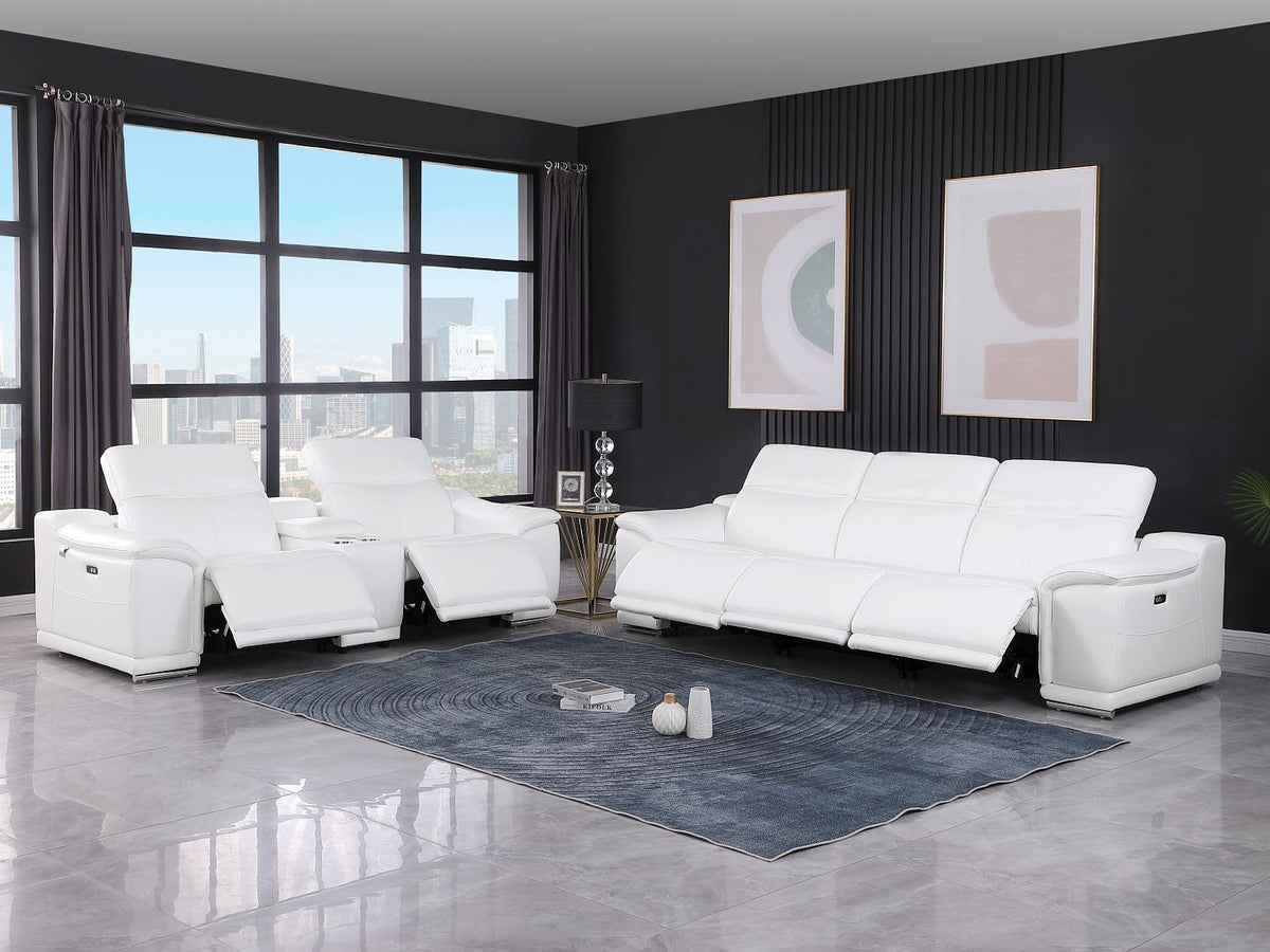 9762 Divanitalia 6-Piece Modular Power Reclining Sofa and Console Loveseat Set with 5 Power Recliners in Top Grain Italian Leather - White - SKU 9762-WHITE-6.5-HT - view 2