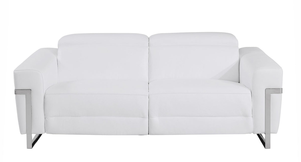 990 Divanitalia Power Reclining Sofa with Power Headrest in Top-grain Italian Leather - White - SKU 990-WHITE-S