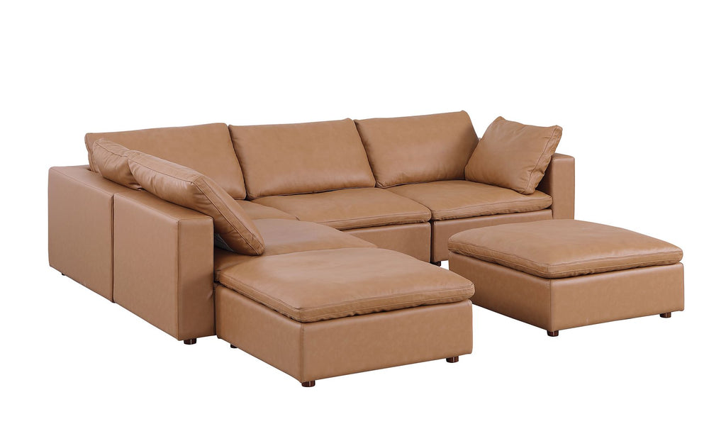 1100 Divanitalia 6-Piece Left Arm Facing 3-Seat Sectional Sofa - Top-grain Italian Leather