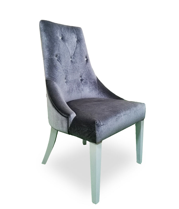 Charlotte - Grey Velour & White High Gloss Dining Chair (Set of 2) - Grey Velour & White High Gloss Dining Chair (Set of 2)