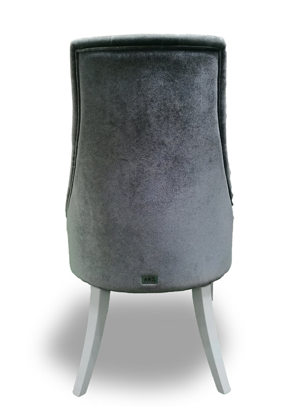 Charlotte - Grey Velour & White High Gloss Dining Chair (Set of 2) - Grey Velour & White High Gloss Dining Chair (Set of 2)