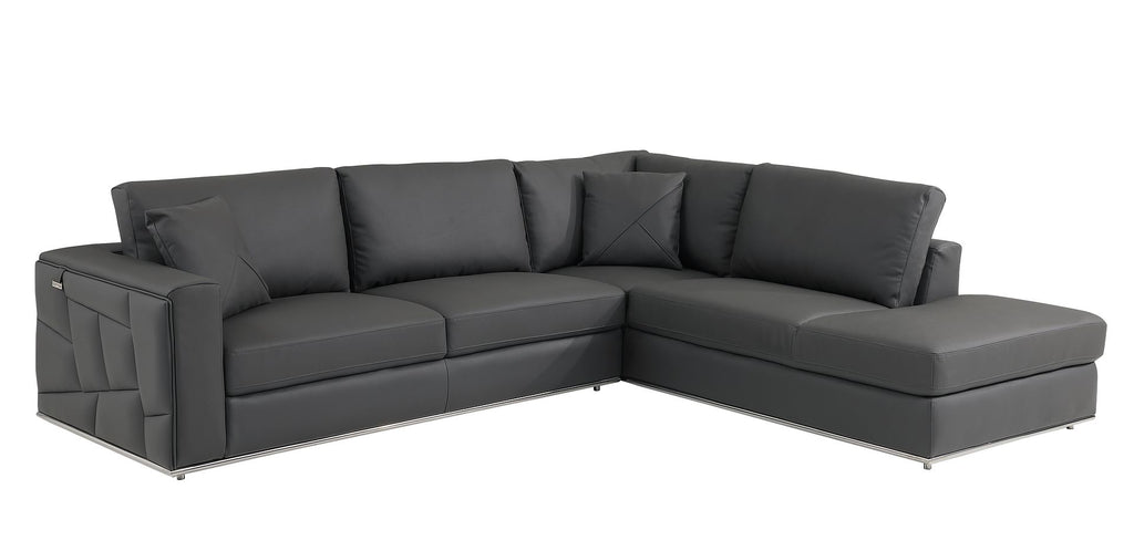 998 Divanitalia Cream Right Arm Facing Sectional Sofa in Top-grain Italian Leather