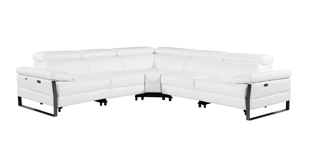 1246 Divanitalia 5-Piece L-Shaped Modular Power Reclining Sectional Sofa with Power Headrests - Top Grain Italian Leather - White - SKU 1246-WHITE-5PC-3PWR-SECTIONAL - view 3