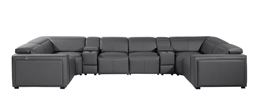 1224 Divanitalia 8-Piece U-Shaped Sectional Sofa in Top Grain Italian Leather with 4 Power Recliners & Power Headrests