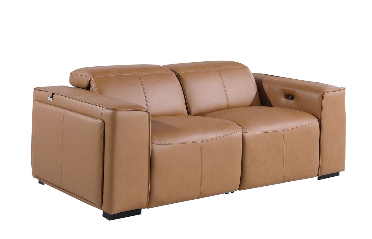 1224 Divanitalia 2-Piece Modular Power Reclining Loveseat in Top Grain Italian Leather with 2 Power Recliners & Power Headrests - Cognac - SKU 1224-COGNAC-2.2-HT - view 4