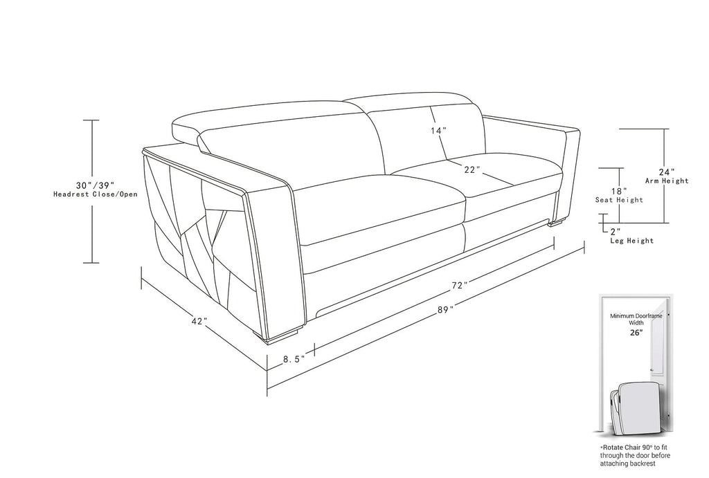 1120 Divanitalia Sofa with Adjustable Headrest in Top-grain Italian Leather