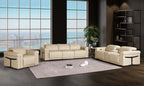 1126 Divanitalia 7-Piece Modular Power Reclining Sofa, Loveseat & Chair Set in Top Grain Italian Leather with 6 Power Recliners & Power Headrests - Beige - SKU 1126-BEIGE-7.6-HT-3PC