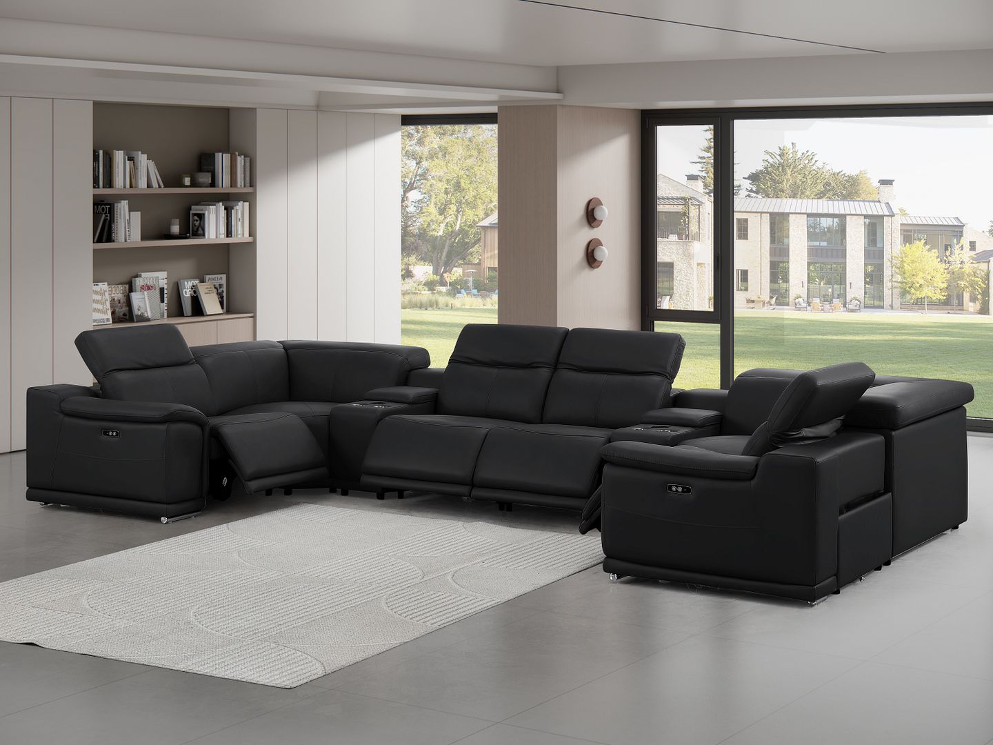 2679 8-Piece U-Shaped Power Reclining Sectional Sofa in Genuine Leather - 4 Recliners