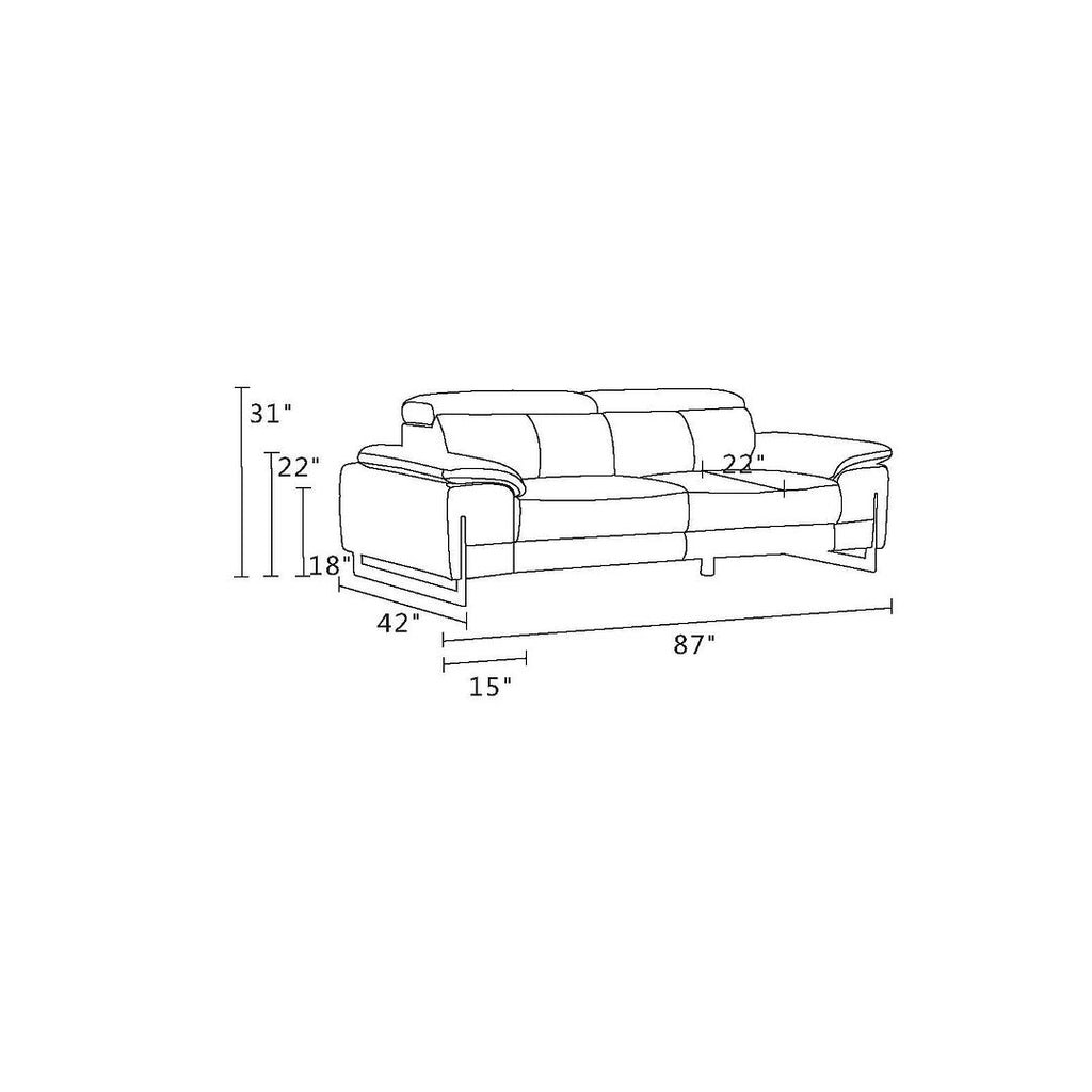 636 Divanitalia Dark Gray Sofa in Top-grain Italian Leather