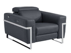 990 Divanitalia Power Reclining Arm Chair with Power Headrest in Top-grain Italian Leather - Dark Grey - SKU 990-DK-GRAY-CH - view 2