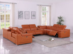 9762 Divanitalia 10-Piece U-Shaped Top Grain Italian Leather Sectional Sofa with 4 Power Recliners