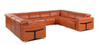 1126 Divanitalia 8-Piece U-Shaped Sectional Sofa in Top Grain Italian Leather with 4 Power Recliners & Power Headrests