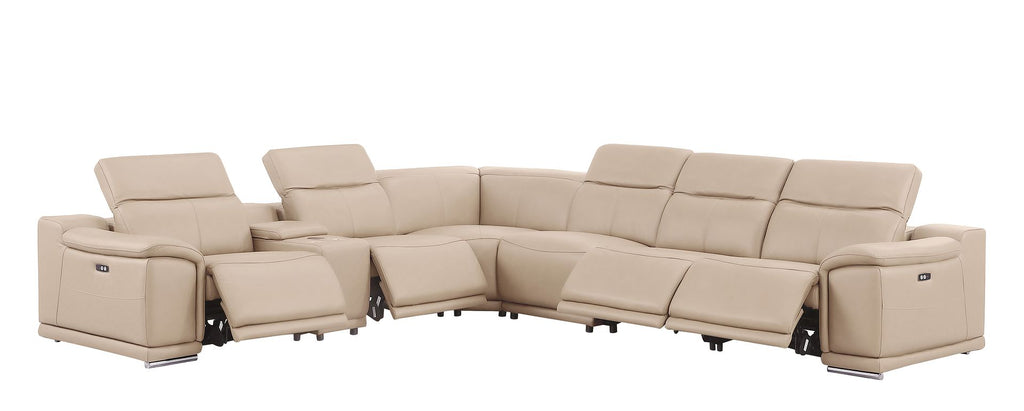 2679 7-Piece L-Shaped Power Reclining Sectional Sofa in Genuine Leather - 4 Recliners