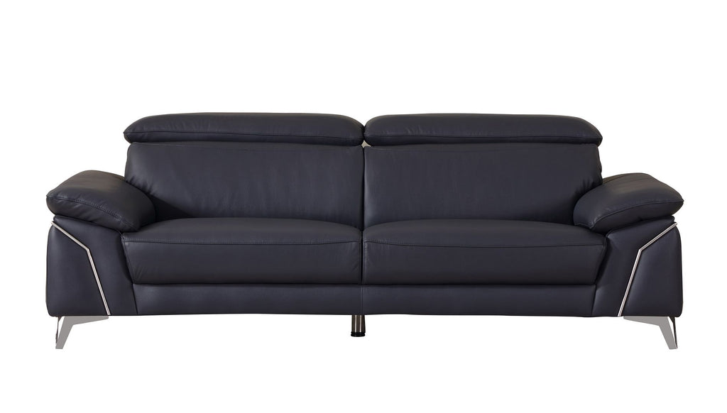 727 Divanitalia 2-Piece Sofa Set with Adjustable Headrest in Top-grain Italian Leather - Navy - SKU 727- NAVY 2PC (S/L) - GROUP - view 3