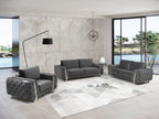 1051 Divanitalia Beige 2-Piece Sofa Set in Velvet Fabric - Dark Grey - SKU 1051-DK-GRAY-3PC