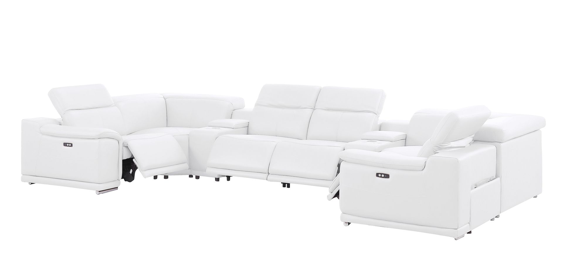 2679 8-Piece U-Shaped Power Reclining Sectional Sofa in Genuine Leather - 4 Recliners