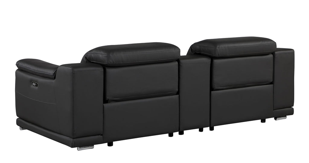 9762 Divanitalia 3-Piece Modular Power Reclining Console Loveseat with 2 Power Recliners in Top Grain Italian Leather