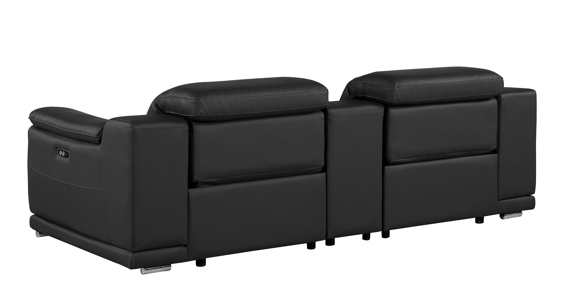 9762 Divanitalia 3-Piece Modular Power Reclining Console Loveseat with 2 Power Recliners in Top Grain Italian Leather