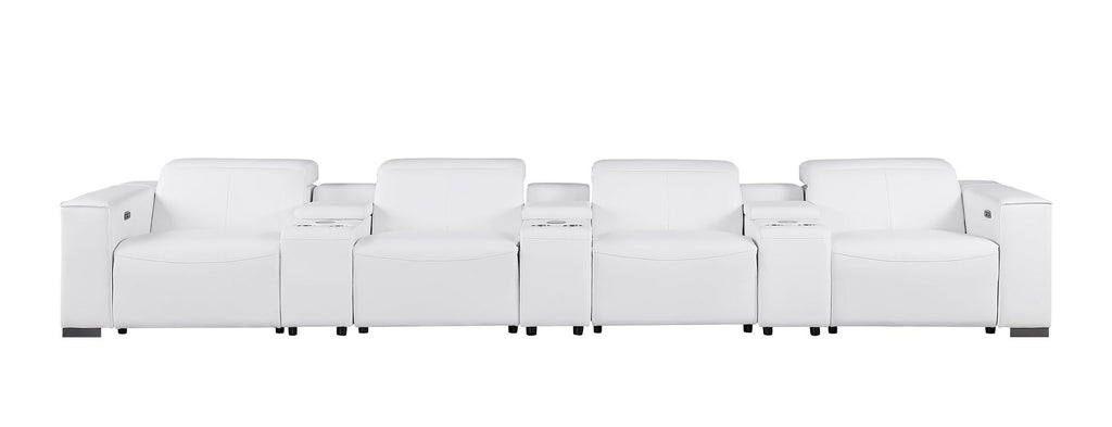 1208 7 Piece Leather Sofa with 4 Power Recliners and Power Headrests - White - SKU 1208-WHITE-S-7.4-HT - view 3