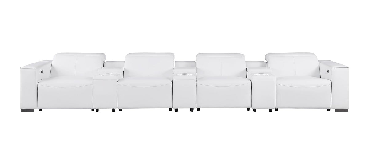 1208 7 Piece Leather Sofa with 4 Power Recliners and Power Headrests - White - SKU 1208-WHITE-S-7.4-HT - view 3