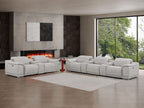 2679 Power Reclining Sofa and Loveseat in Genuine Leather - 5 Recliners with Power Headrests & 3 Consoles - Light Grey - SKU 2679-LT-GRAY-8.5-HT-2PC - view 2