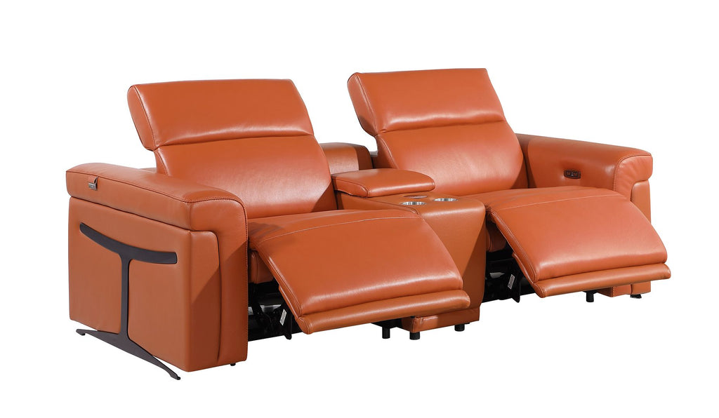 1126 Divanitalia 3-Piece Modular Power Reclining Loveseat in Top Grain Italian Leather with 2 Power Recliners & Power Headrests