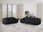1116 Divanitalia 5-Piece Modular Power Reclining Sofa and Loveseat Set in Top Grain Italian Leather with 4 Power Recliners & Power Headrests - Black