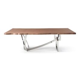 Addy Modern Walnut & Stainless Steel Dining Table