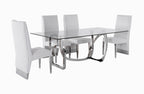 Adelaide Modern Stainless Steel & Glass Dining Table