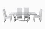 Adelaide Modern Stainless Steel & Glass Dining Table