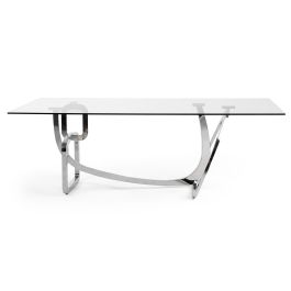 Adelaide Modern Stainless Steel & Glass Dining Table