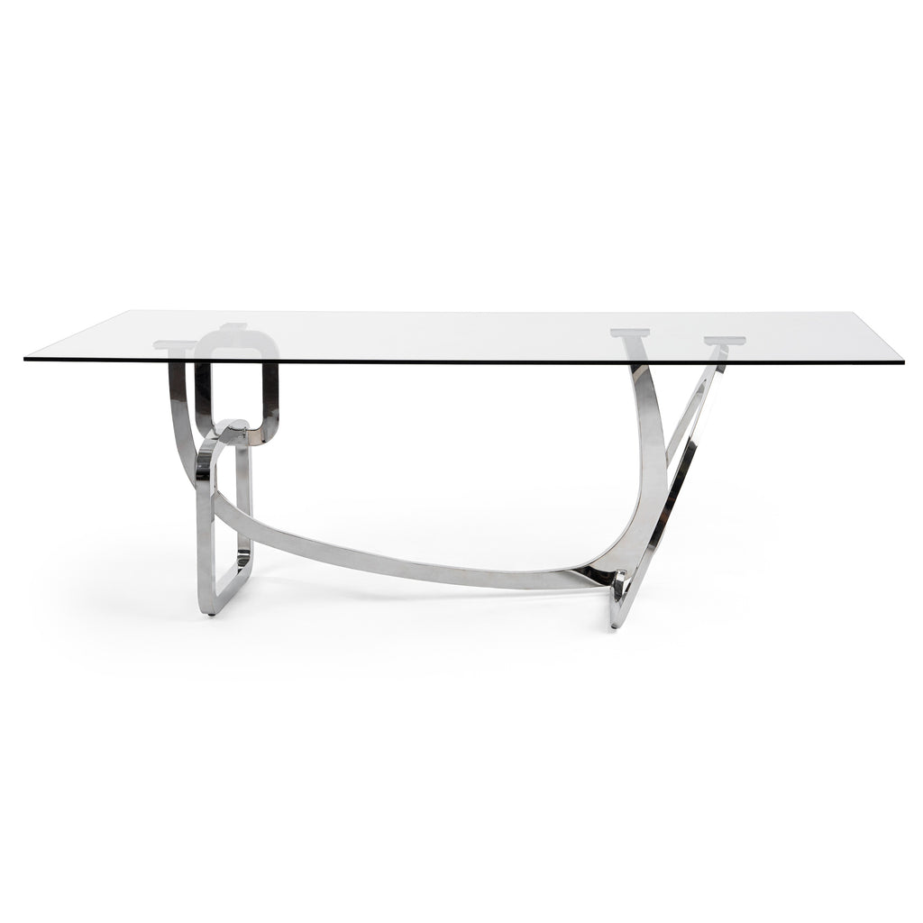 Adelaide Modern Stainless Steel & Glass Dining Table