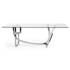 Adelaide Modern Stainless Steel & Glass Dining Table