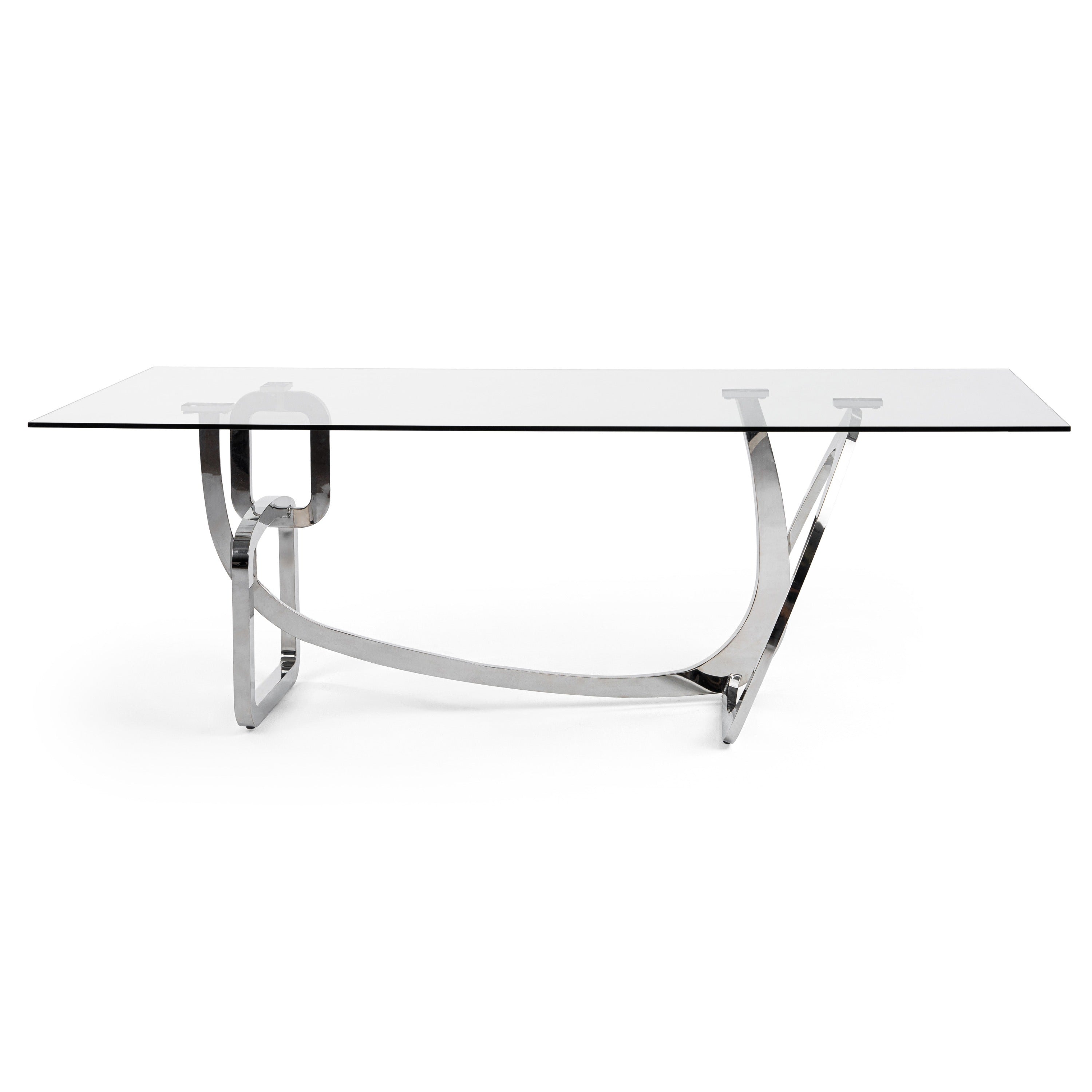 Adelaide Modern Stainless Steel & Glass Dining Table