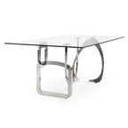 Adelaide Modern Stainless Steel & Glass Dining Table