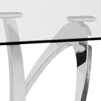 Adelaide Modern Stainless Steel & Glass Dining Table
